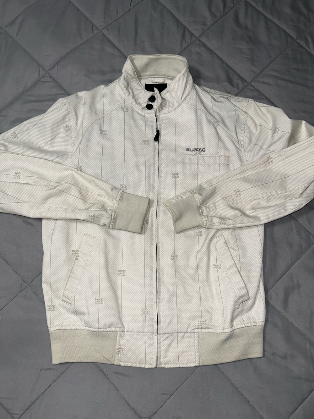 Billabong Men's Off White Zip-Front Bomber Jacket